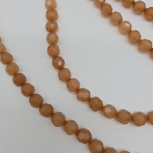 Set of 2 Layering Pieces Cream Soda Faceted Acrylic Strung Beads 38" Necklaces - Picture 9 of 12
